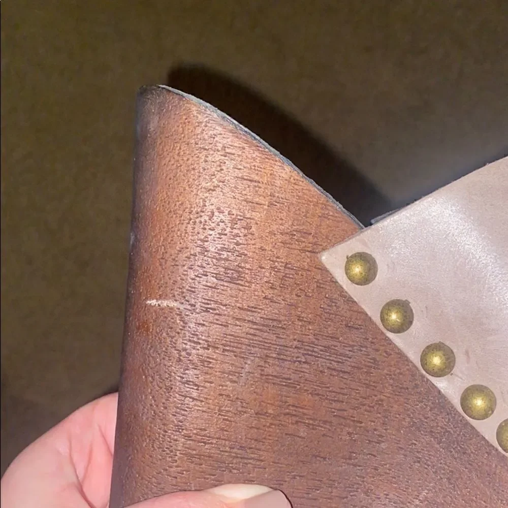 Charles David Leather Studded Wedges